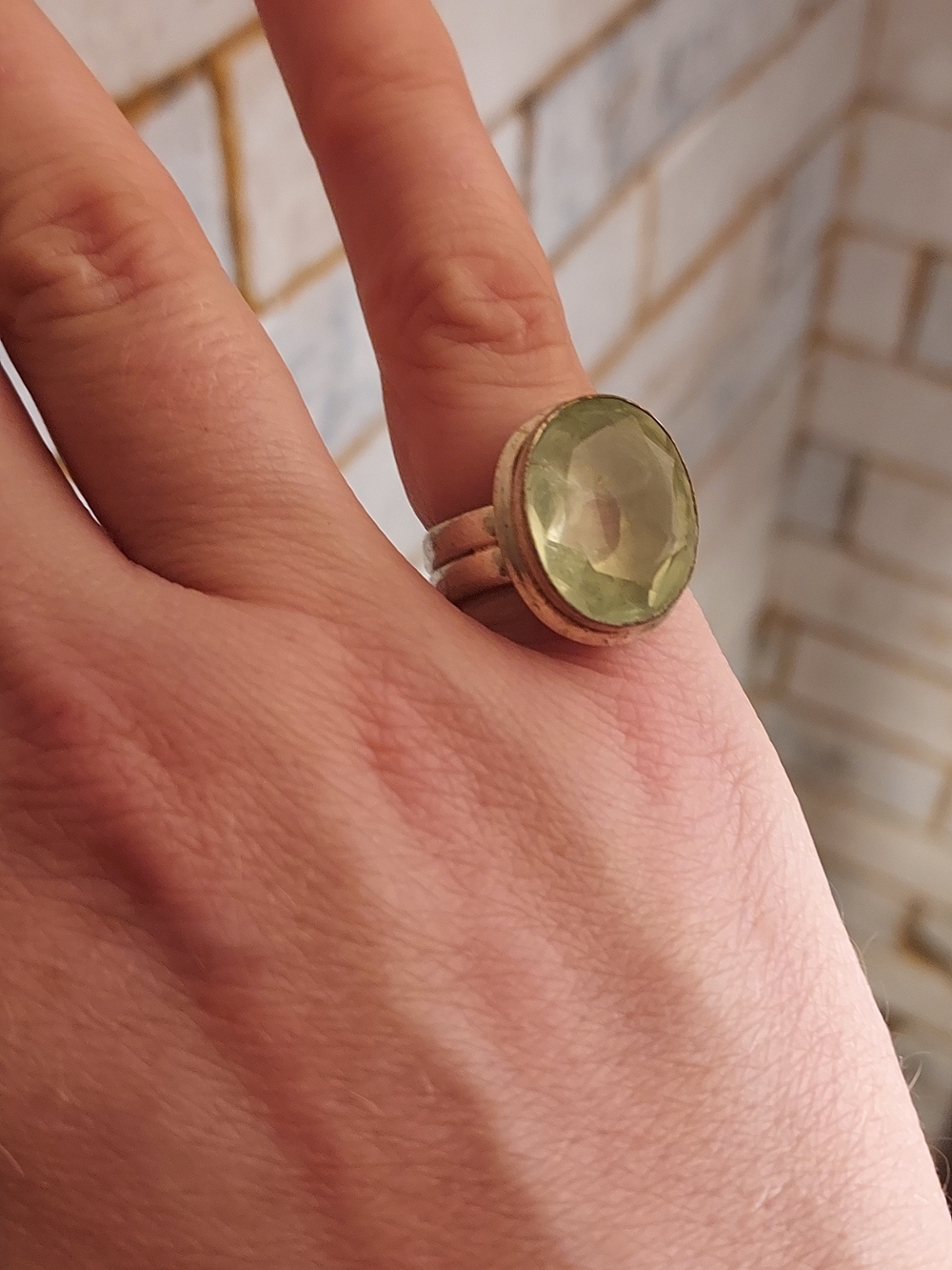 Chunky Prasiolite Artisan Sterling Ring